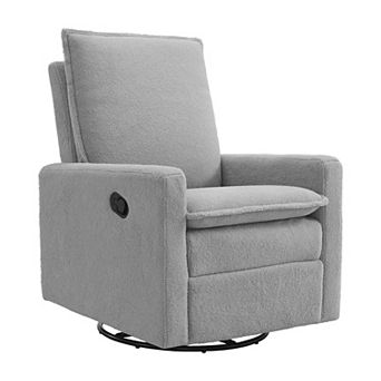 Oxford Baby Uptown Manual Upholstered Glider Recliner Rocking Chair 360° Swivel for Nursery and Living Room