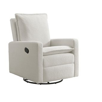 Oxford Baby Uptown Manual Upholstered Glider Recliner Rocking Chair 360° Swivel for Nursery and Living Room
