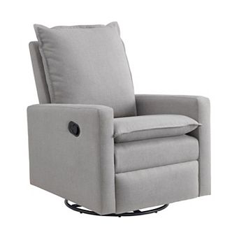 Oxford Baby Uptown Manual Upholstered Glider Recliner Rocking Chair 360° Swivel for Nursery and Living Room