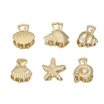 Emberly 6-Pack Mini Sea Shell Claw Clips
