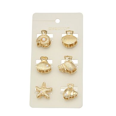 Emberly 6-Pack Mini Sea Shell Claw Clips