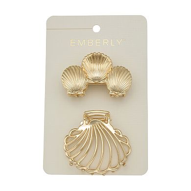 Emberly 2-Piece Metal Seashell Claw Clips