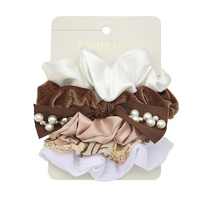 Emberly 5-Pack Pearl-Embellished Scrunchies