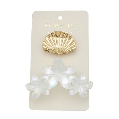 Emberly 2-Piece Shell Flower Claw Clips