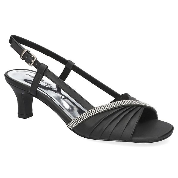 black dress low heel sandals for Women this dress pump is perfect for formal events or polished everyday wear Cushionaire Women's Solo Kitten Heel