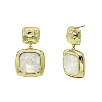City Luxe Gold Tone Cracked Mother-of-Pearl Earrings