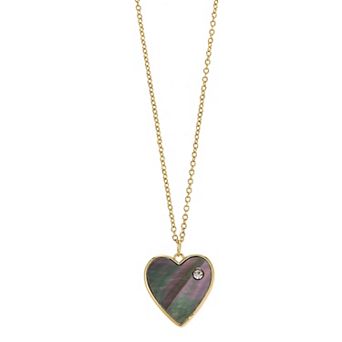 City Luxe Gold-Tone Mother-of-Pearl Heart Pendant Necklace