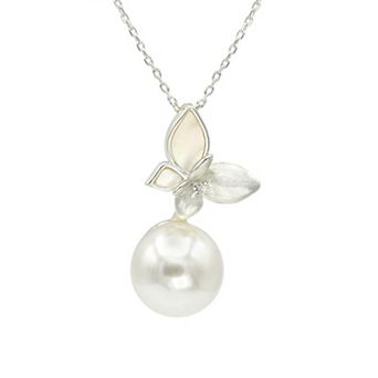 City Luxe Silver Tone Mother-of-Pearl Butterfly Pendant Necklace