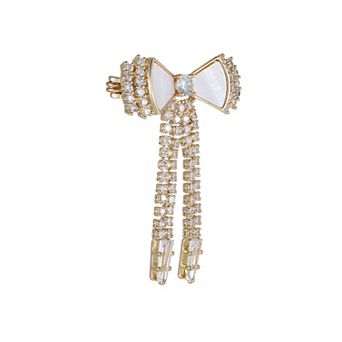 City Luxe Gold-Tone Mother-of-Pearl Bow Pin