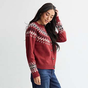 Women's Sonoma Goods For Life® Cozy Heritage Button Front Sweater Cardigan