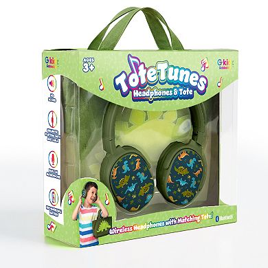 GabbaGoods Bluetooth Headphones & Tote Bag - Dino