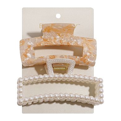 Emberly 2-Piece Simulated Pearl Claw Clips