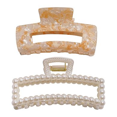 Emberly 2-Piece Simulated Pearl Claw Clips