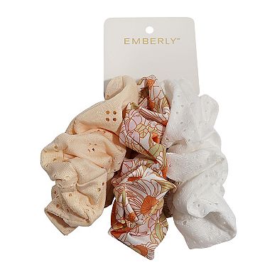 Emberly Floral & Solid 3-Pack Scrunchies