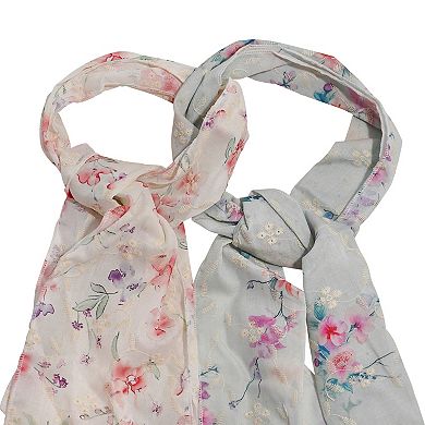 Emberly 2-Piece Sheer Floral Scarves