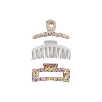 Emberly 3-Pack Floral Loop Claw Clips