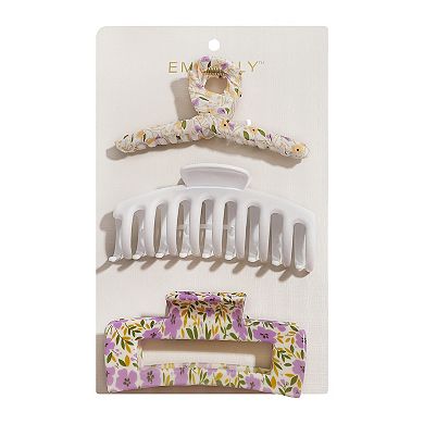 Emberly 3-Pack Floral Loop Claw Clips