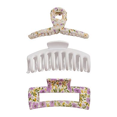 Emberly 3-Pack Floral Loop Claw Clips