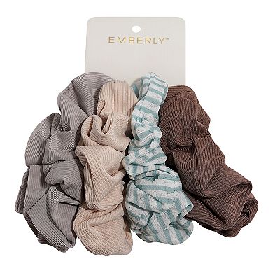 Emberly 4-Pack Stripe & Solid Scrunchies