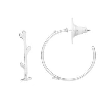 LC Lauren Conrad Silver-Tone Vine Hoop Earrings