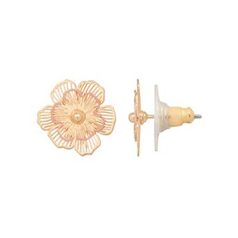 LC Lauren Conrad Gold-Tone Dimensional Flower Button Earrings