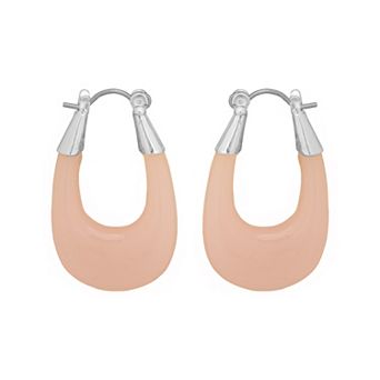 LC Lauren Conrad Silver-Tone Glossy Acetate Hoop Earrings