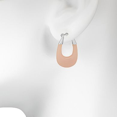 LC Lauren Conrad Silver-Tone Glossy Acetate Hoop Earrings