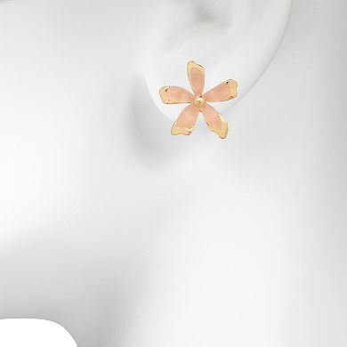 LC Lauren Conrad Gold-Tone Button Flower Earrings