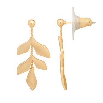 LC Lauren Conrad Gold-Tone Metal Leaf Drop Earrings
