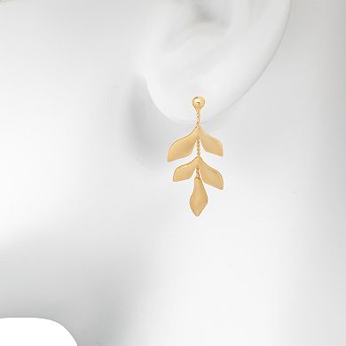 LC Lauren Conrad Gold-Tone Metal Leaf Drop Earrings