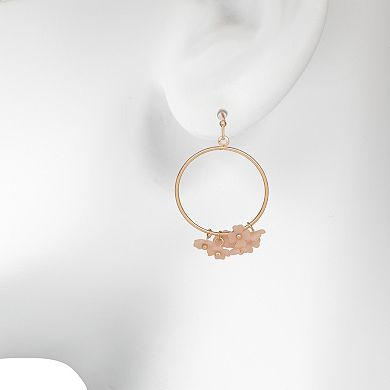 LC Lauren Conrad Rose Gold-Tone Drop Hoop Delicate Flower Earrings