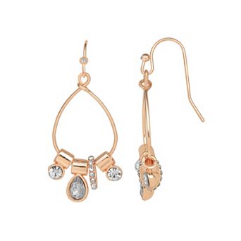 LC Lauren Conrad Rose Gold-Tone Sparkle Charm Drop Earrings