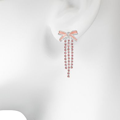 LC Lauren Conrad Silver-Tone Sparkly Bow Drop Earrings