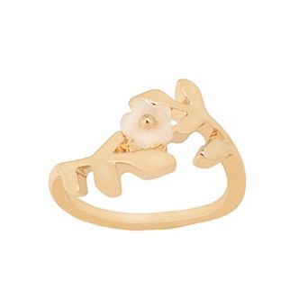 LC Lauren Conrad Gold-Tone Leaf Expandable Single Ring