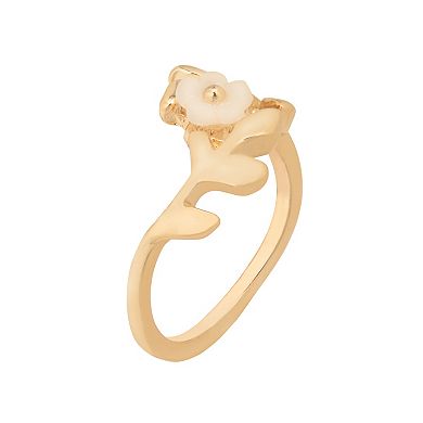 LC Lauren Conrad Gold-Tone Leaf Expandable Single Ring