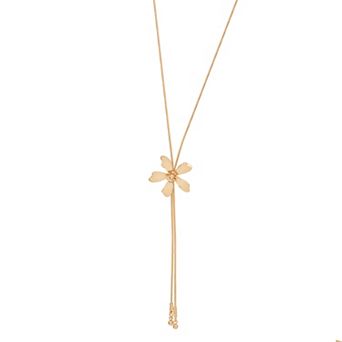 LC Lauren Conrad Gold-Tone Long Flower Y Necklace