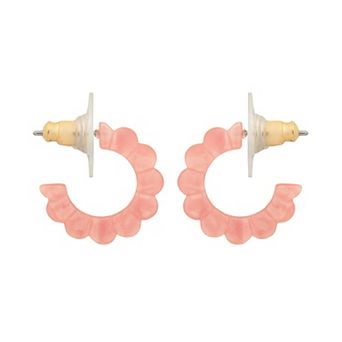 LC Lauren Conrad Gold-Tone Scalloped Resin Hoop Earrings