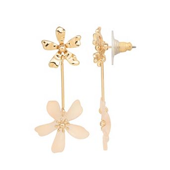 LC Lauren Conrad Gold-Tone Double Flower Drop Earrings
