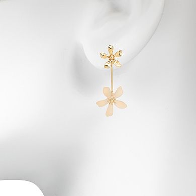 LC Lauren Conrad Gold-Tone Double Flower Drop Earrings
