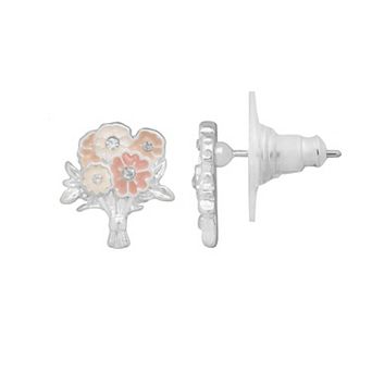 LC Lauren Conrad Silver-Tone Bright Bouquet Button Earrings