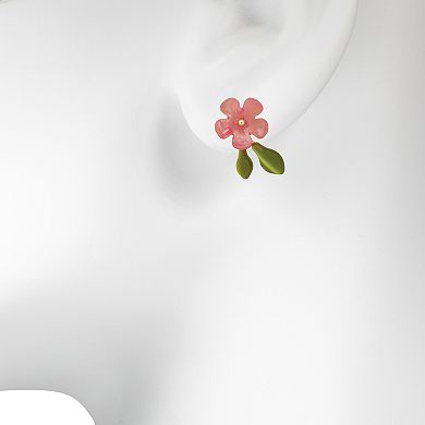 LC Lauren Conrad Gold-Tone Flower & Stem Front to Back Earrings