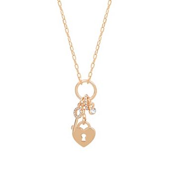 LC Lauren Conrad Rose Gold-Tone Heart & Key Pendant Necklace