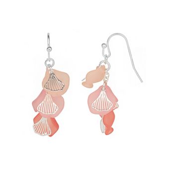 LC Lauren Conrad Silver-Tone Shaker Petal Drop Earrings