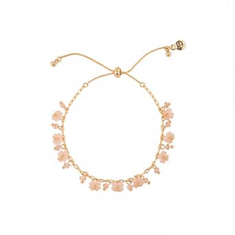 LC Lauren Conrad Gold-Tone Delicate Flower Charms Pull Tie Bracelet