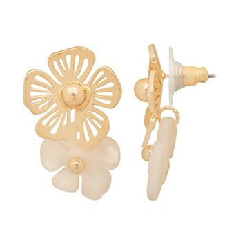 LC Lauren Conrad Gold-Tone Filigree Metal & Flower Drop Earrings