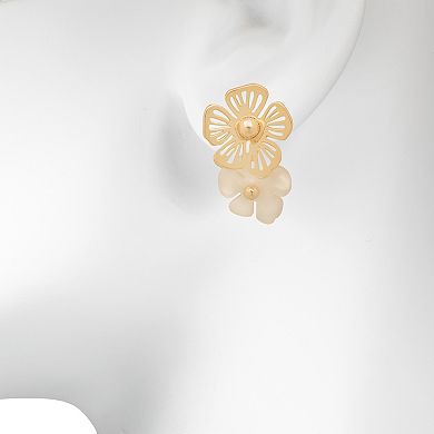 LC Lauren Conrad Gold-Tone Filigree Metal & Flower Drop Earrings