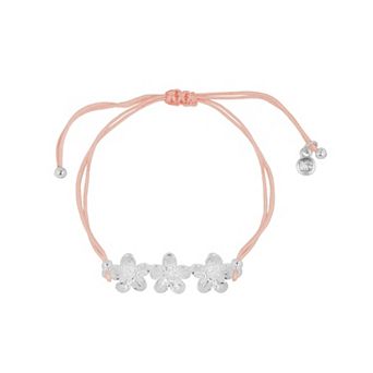 LC Lauren Conrad Silver-Tone Metal Flowers Pull Tie Bracelet
