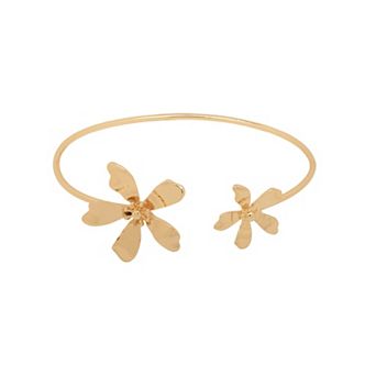 LC Lauren Conrad Gold-Tone Flower Accent Cuff Bracelet