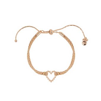 LC Lauren Conrad Rose Gold-Tone Multi Strand Heart Pull-Tie Bracelet