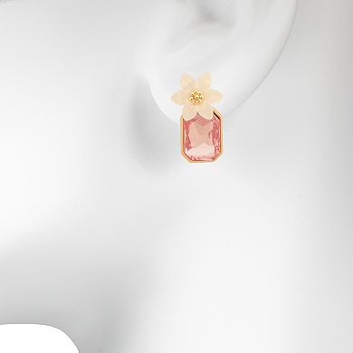 LC Lauren Conrad Gold-Tone Simulated Gemstone Flower Drop Earrings